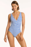 Amalfi Panel Line One Piece - Blue