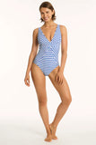 Amalfi Panel Line One Piece - Blue