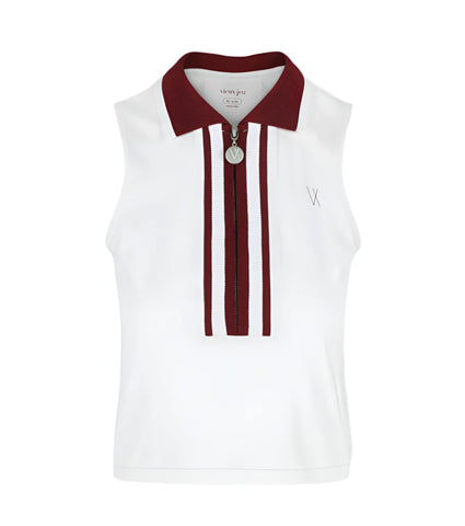 Josephine Top - White/Burgundy