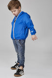 Kids Full Zip Packable Rain Jacket and Windbreaker - Royal Blue