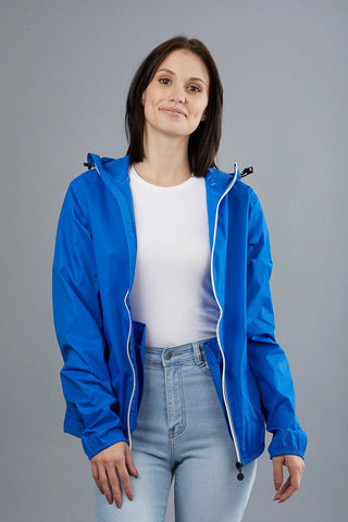 Full Zip Packable Rain Jacket and Windbreaker - Royal Blue