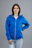 Full Zip Packable Rain Jacket and Windbreaker - Royal Blue