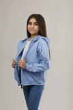 Kids Full Zip Packable Rain Jacket and Windbreaker - Powder Blue