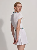 Nora Court Dress - White/Forest
